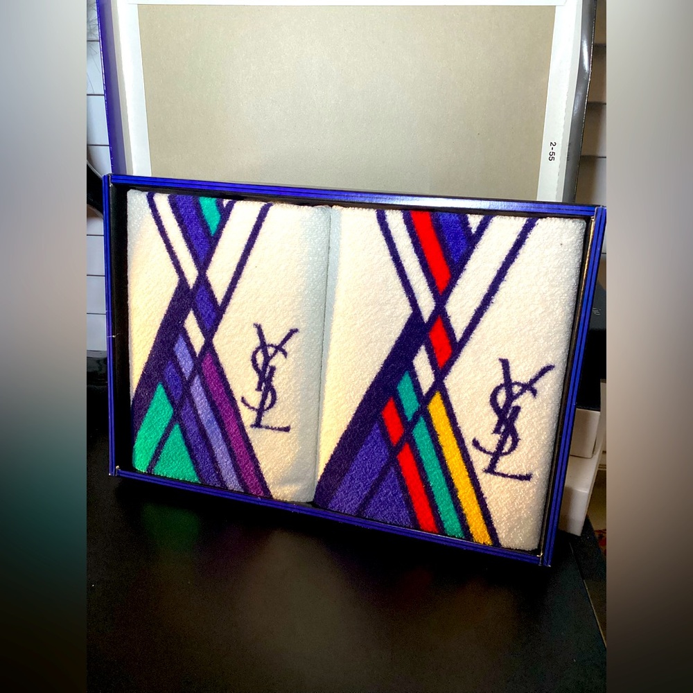 NIB YSL Set of 2 Colorful Hand Towels